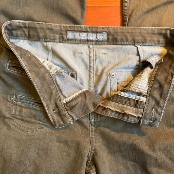 Vintage y2k Women's Brown Flared Mid-Rise Jeans Stretchy 28" Level 99 - Picture 4 of 6